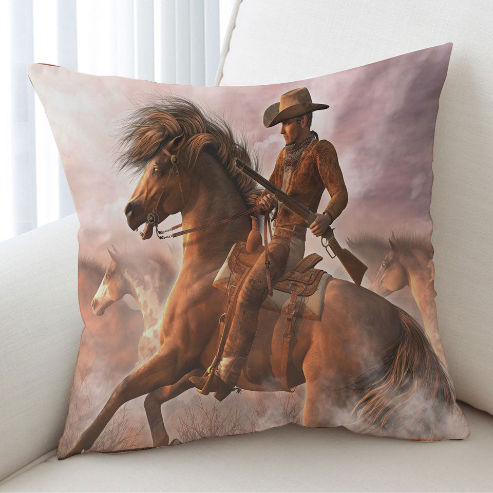 Cool Western Horse the Range Rider Cushion Cover