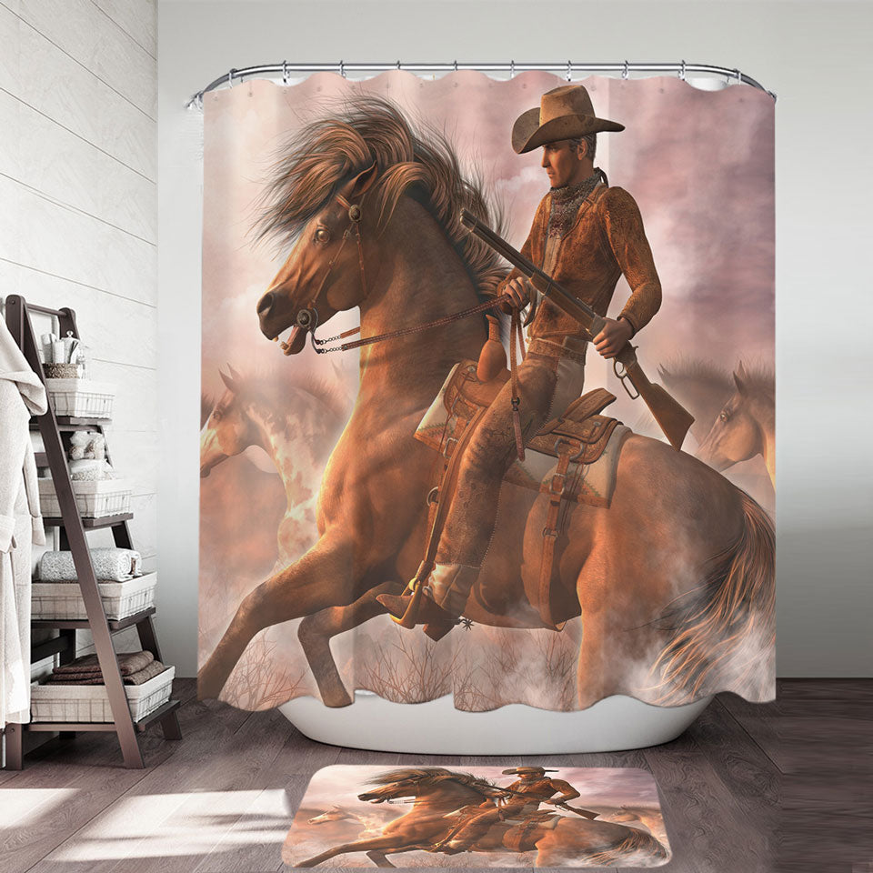 Cool Western Horse the Range Rider Shower Curtain