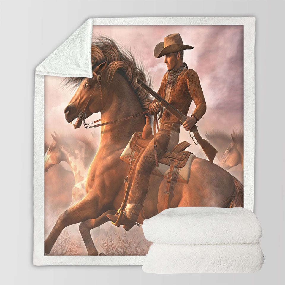 products/Cool-Western-Horse-the-Range-Rider-Throw-Blanket