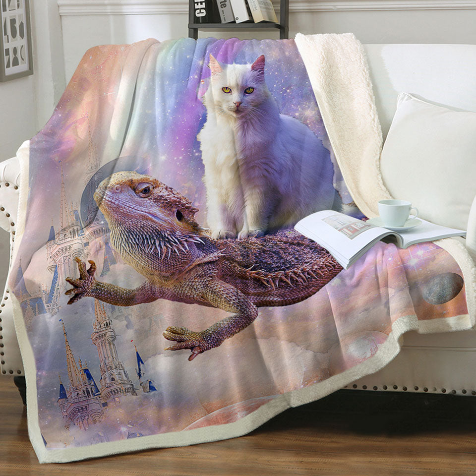 products/Cool-White-Cat-Riding-a-Dragon-Lizard-in-Space-Throws