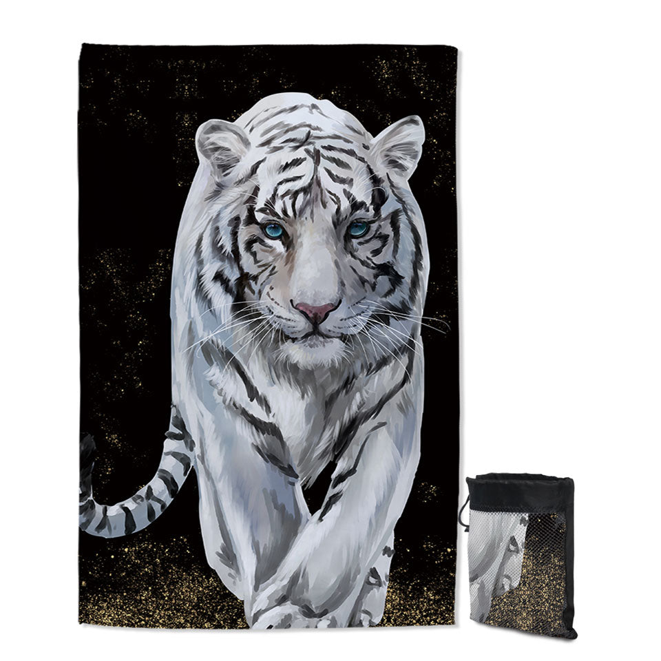 Cool White Tiger Towel for Travel and Light Packing