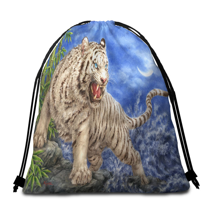 Cool Wild Animal Painting Ocean White Tiger Beach Towel Pack