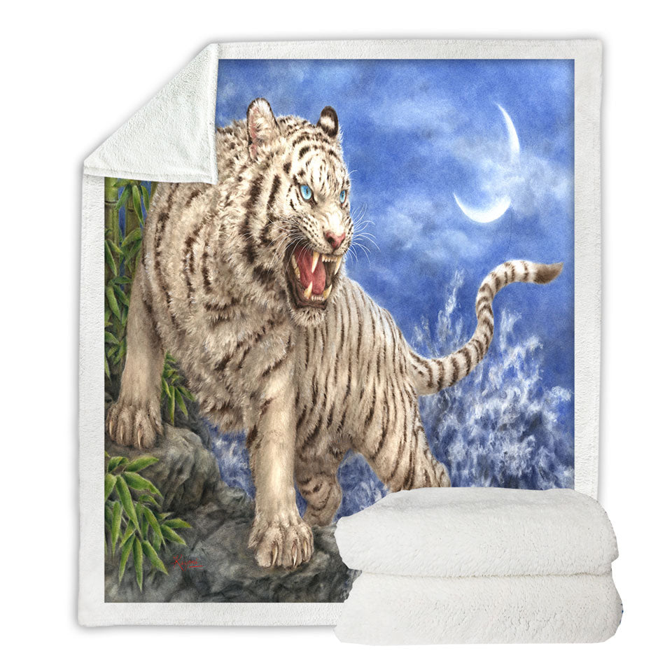 Cool Wild Animal Painting Ocean White Tiger Couch Throws