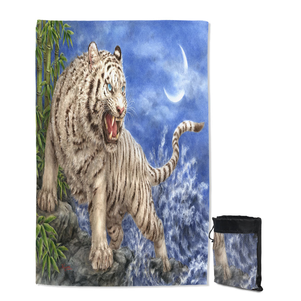 Cool Wild Animal Painting Ocean White Tiger Microfiber Towels For Travel
