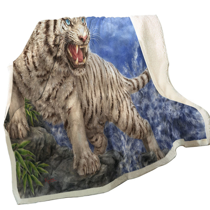 Cool Wild Animal Painting Ocean White Tiger Sofa Blankets