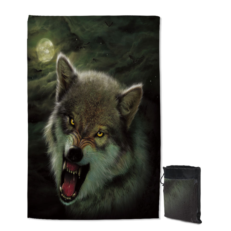 Cool Wildlife Animal Art Nightbreed Moon Wolf Quick Dry Beach Towel
