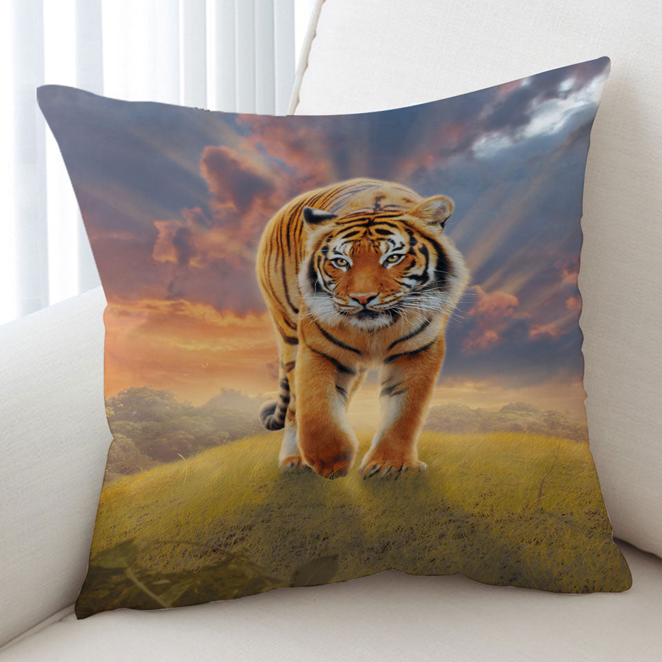 Cool Wildlife Animal Art Rising Sun Tiger Cushion Covers