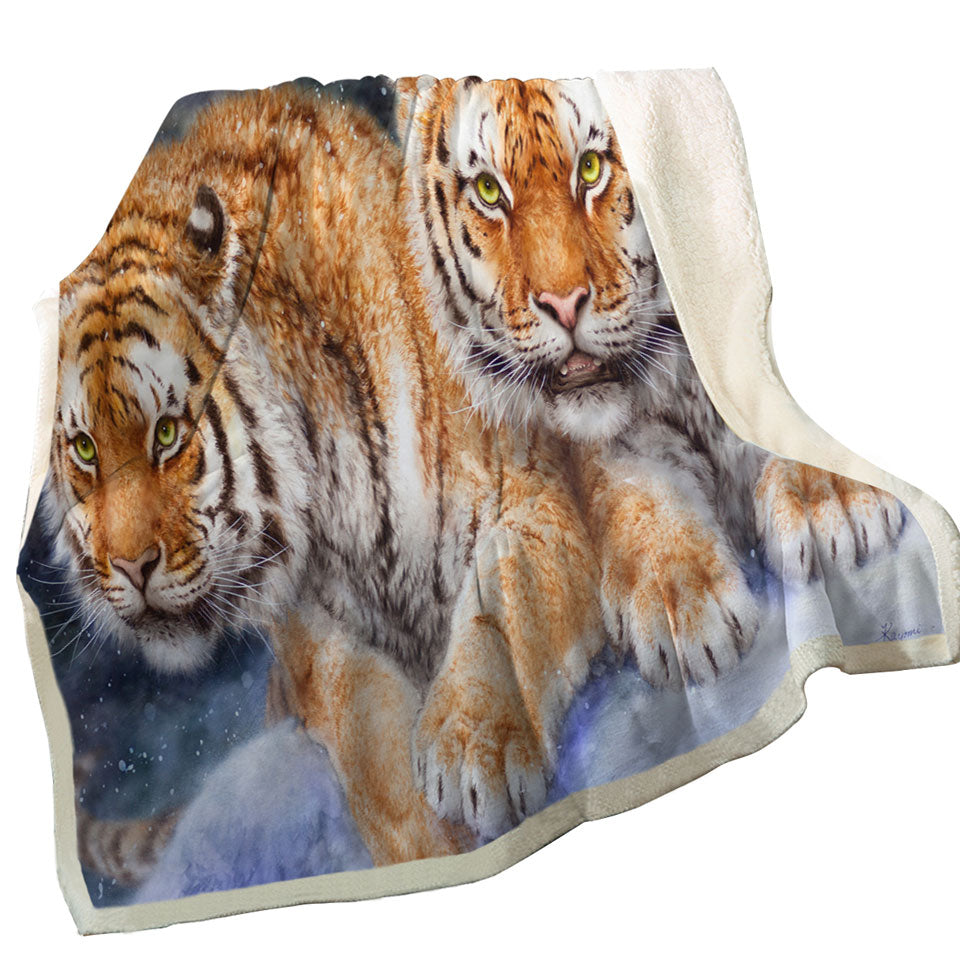 Cool Wildlife Animal Art Throws with Tigers in Snow Storm
