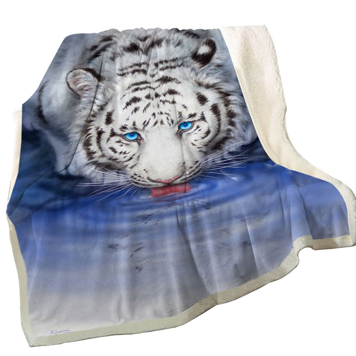 Cool Wildlife Animal Art White Tiger Oasis Throw Blanket