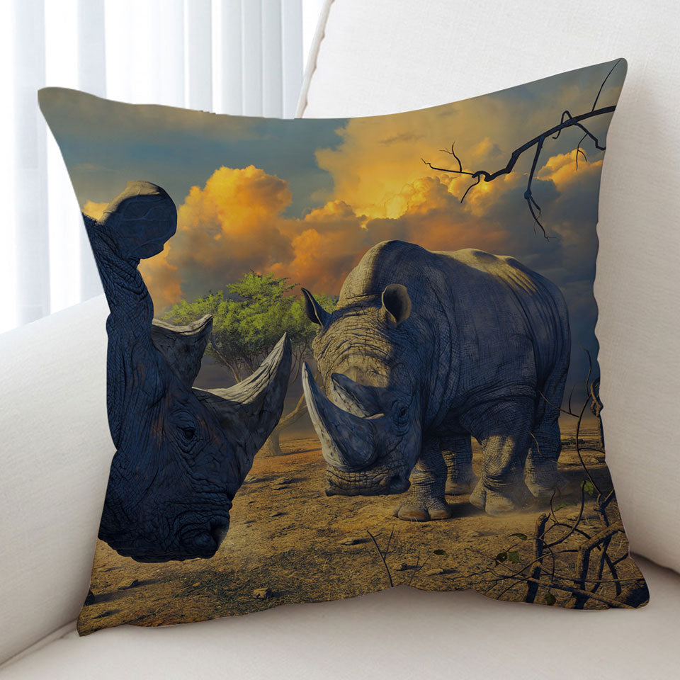 Cool Wildlife Animals Art Rhino Cushion