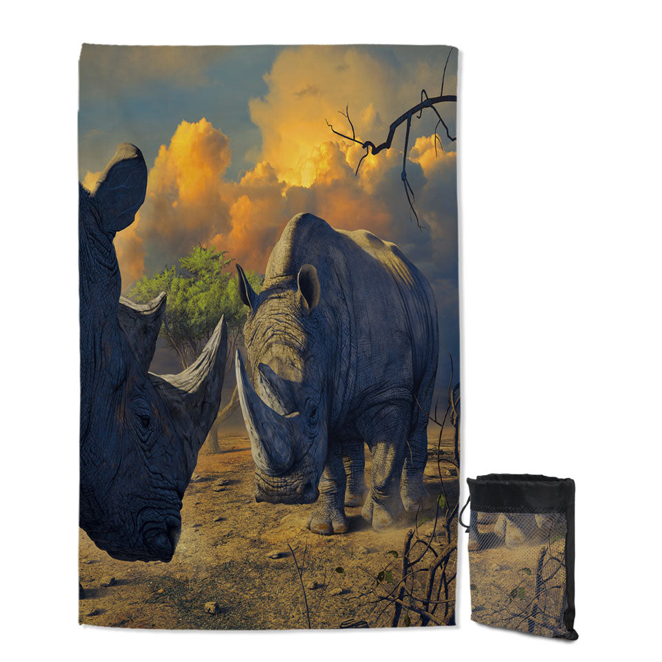 Cool Wildlife Animals Art Rhino Quick Dry Beach Towel