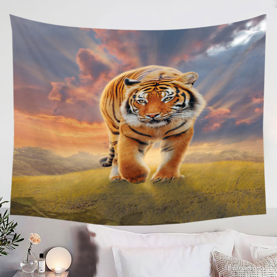 Cool-Wildlife-Wall-Decor-Animal-Art-Rising-Sun-Tiger-Tapestry