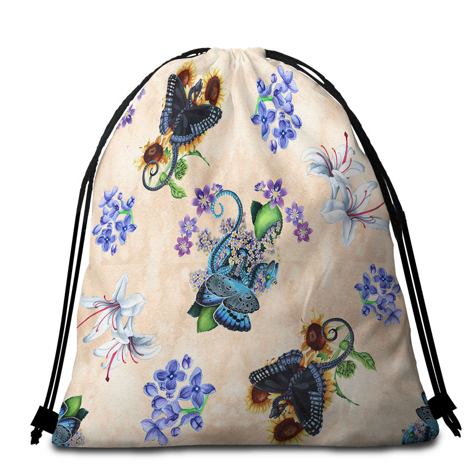 Fantasy Art the Moon Light Blue Dragon Fairy Beach Bags and Towels for Cool Girls