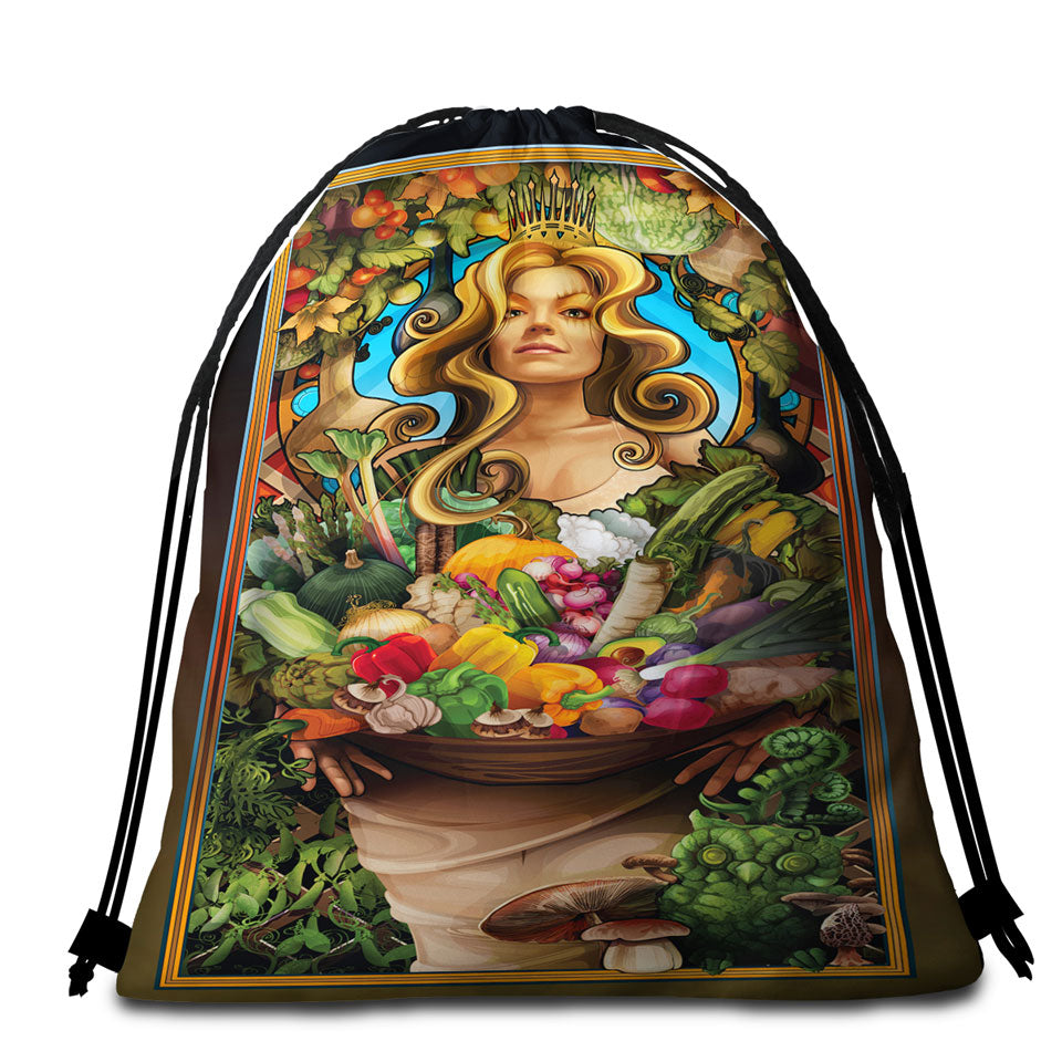 Beach Bags Towels for Girls Flower Field and the Beautiful Blonde Fairy