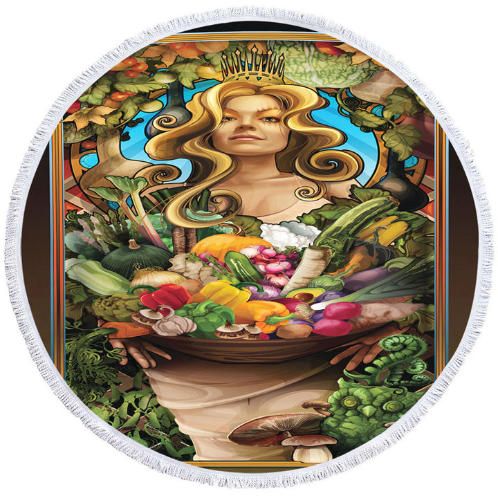 Cool Womens Beach Towels Near Me Art Goddess of Vegetables