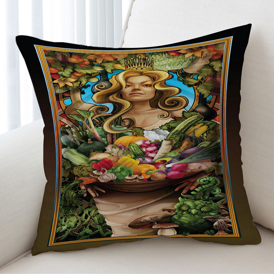 Cool Womens Cushion Covers Art Goddess of Vegetables