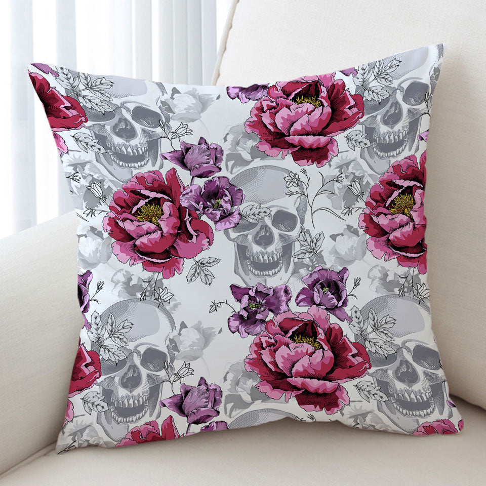 Cool Womens Cushions Purplish Roses over Skulls