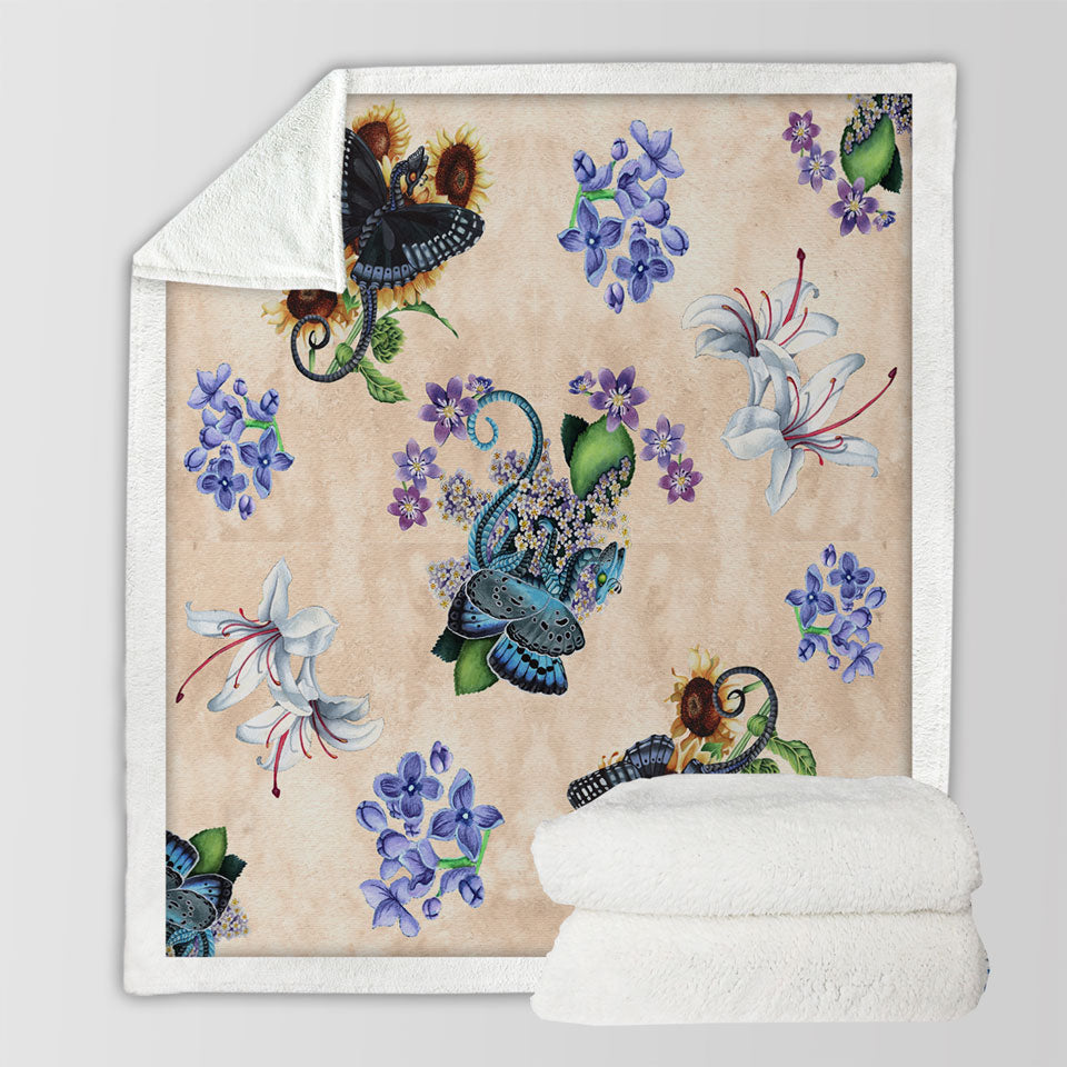 products/Cool-Womens-Throws-White-Purple-Flowers-and-Butterflies-Dragons