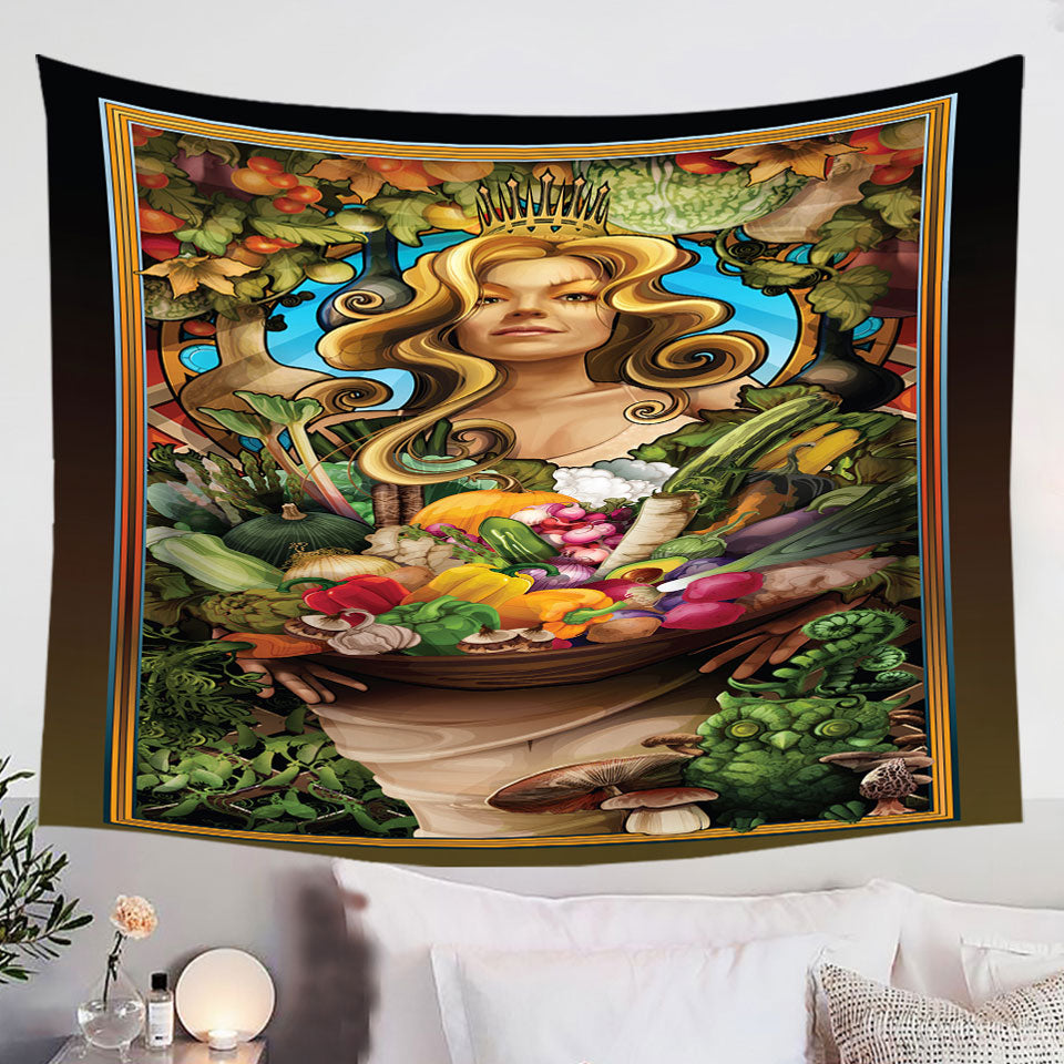 Cool-Womens-Wall-Decor-Tapestry-Art-Goddess-of-Vegetables