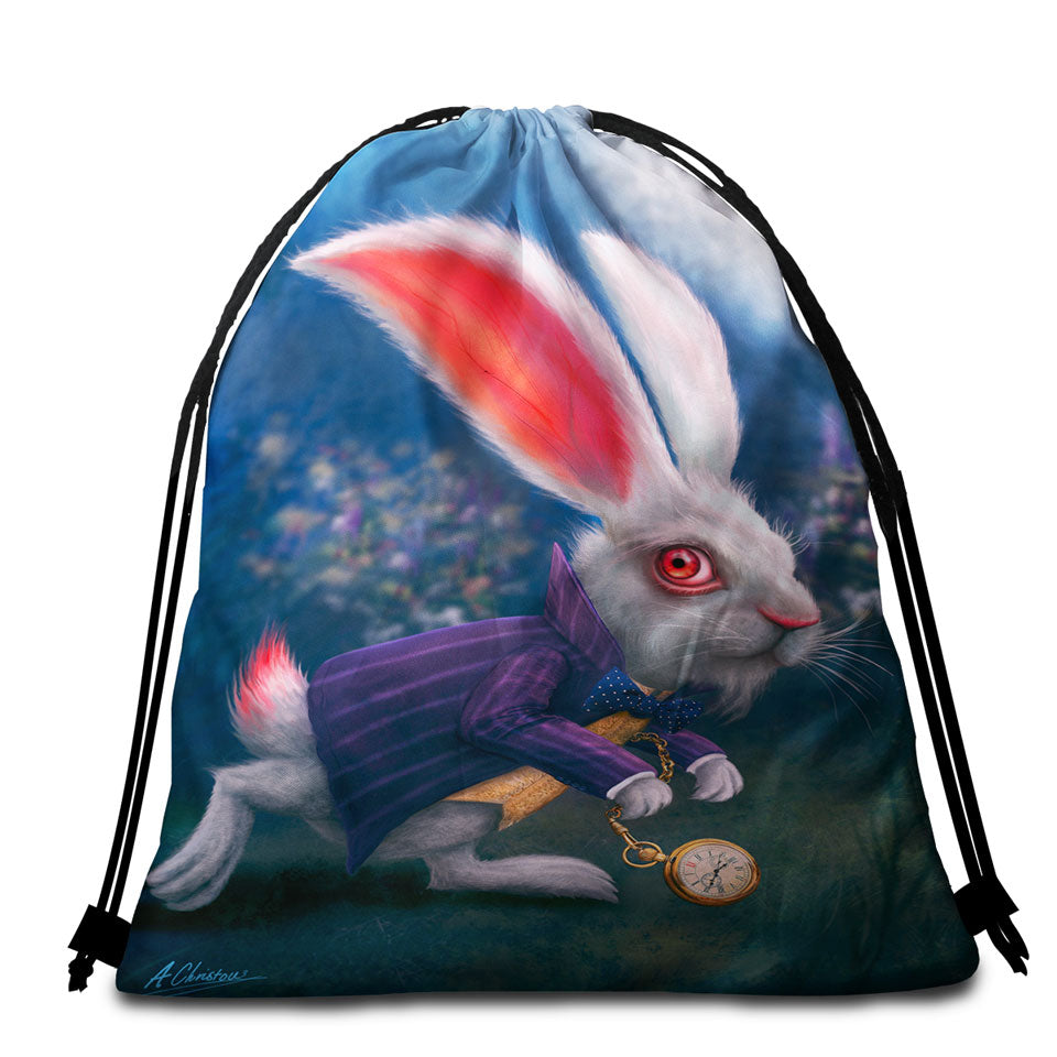Cool Wonderland Art Rabbit Beach Towel Bags