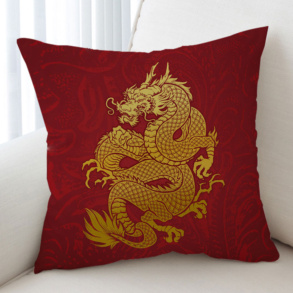 Cool Yellow Chinese Dragon Cushion Covers