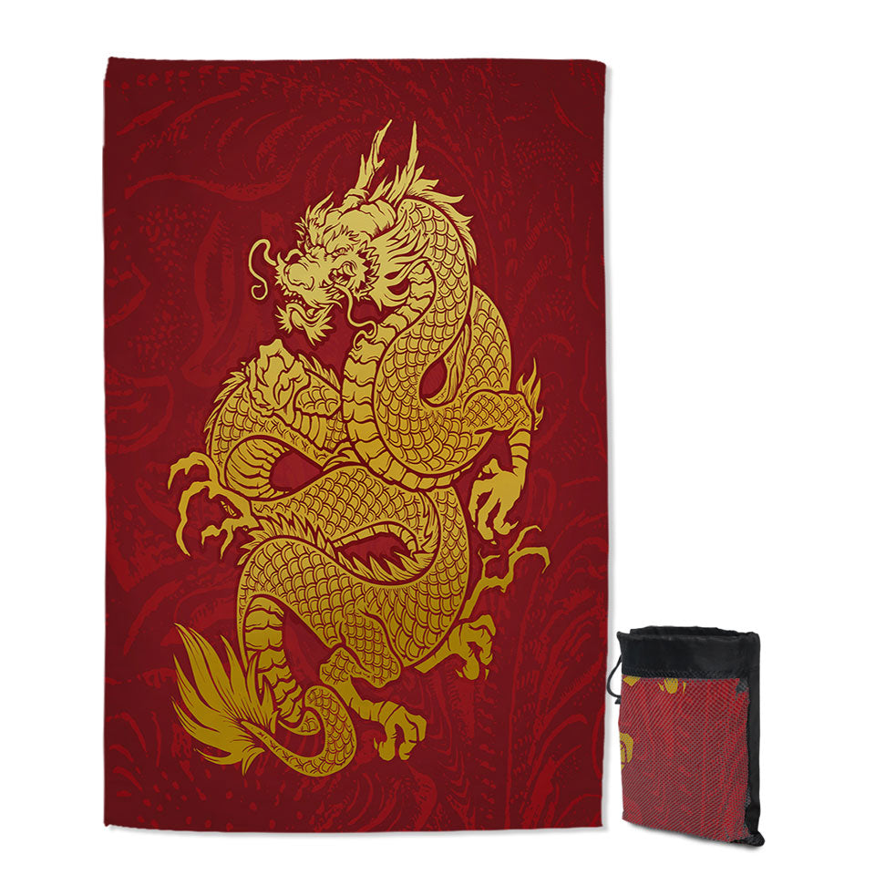 Cool Yellow Chinese Dragon Quick Dry Beach Towel