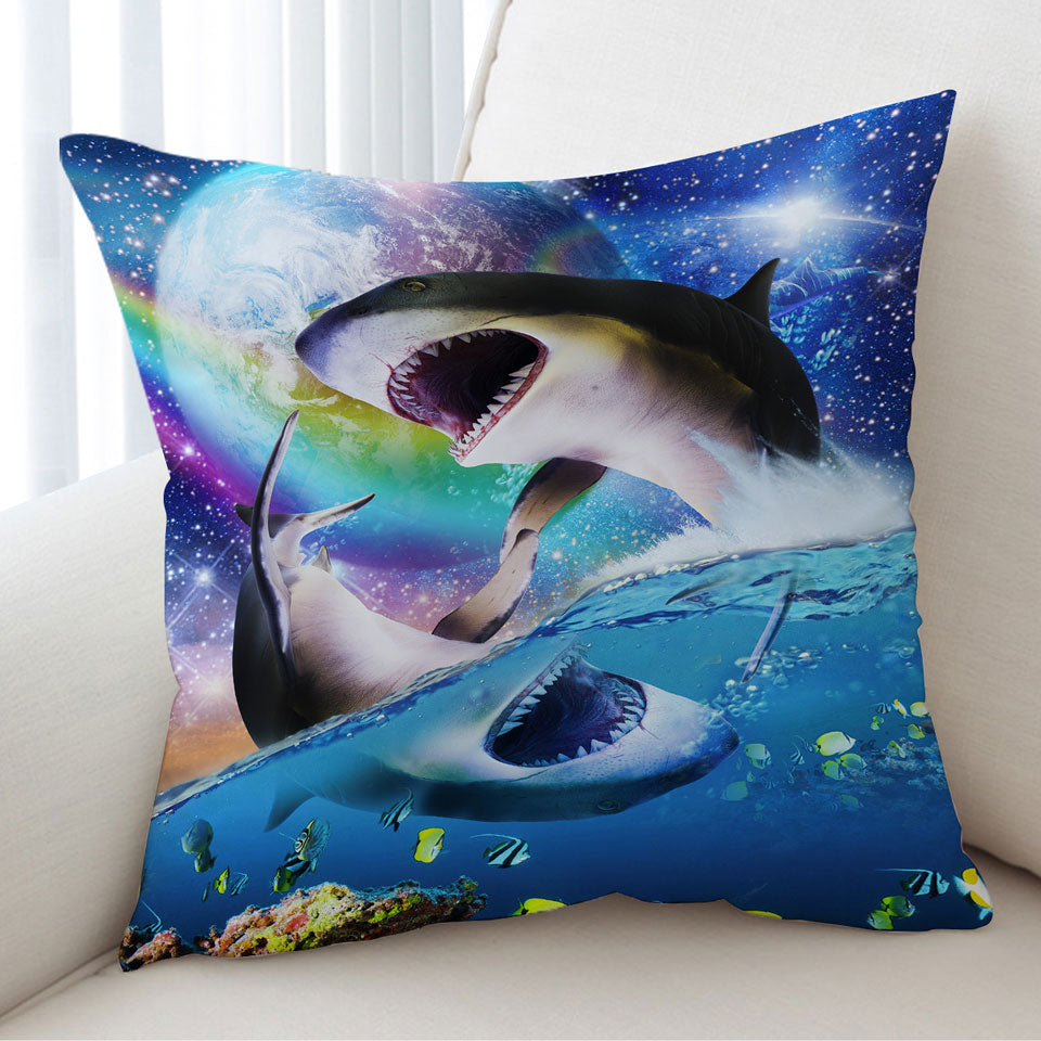 Cool Yin Yang Sharks Cushions Space and Ocean