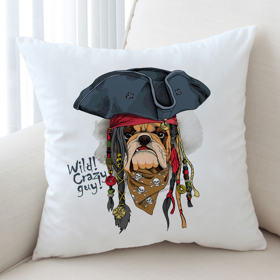 Cool and Crazy Pirate Bulldog Cushion Cover