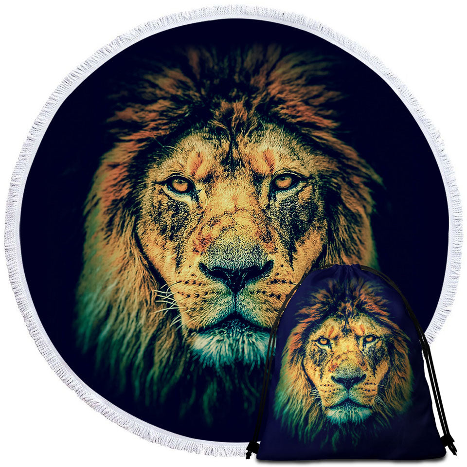 Cool and Fascinating Lion Round Beach Towel
