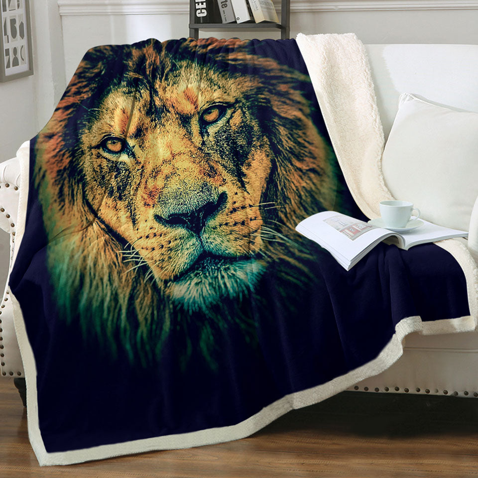 Cool and Fascinating Lion Sherpa Blanket
