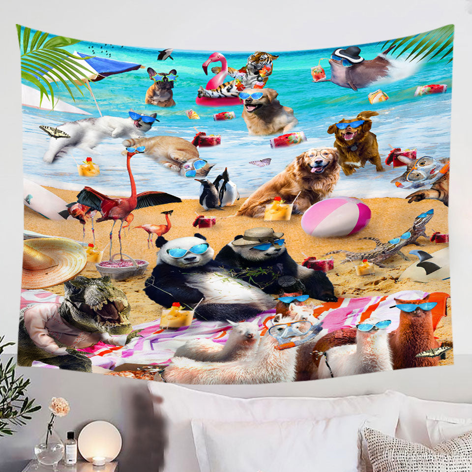 Cool-and-Funny-Animals-Tapestry-Beach-Party