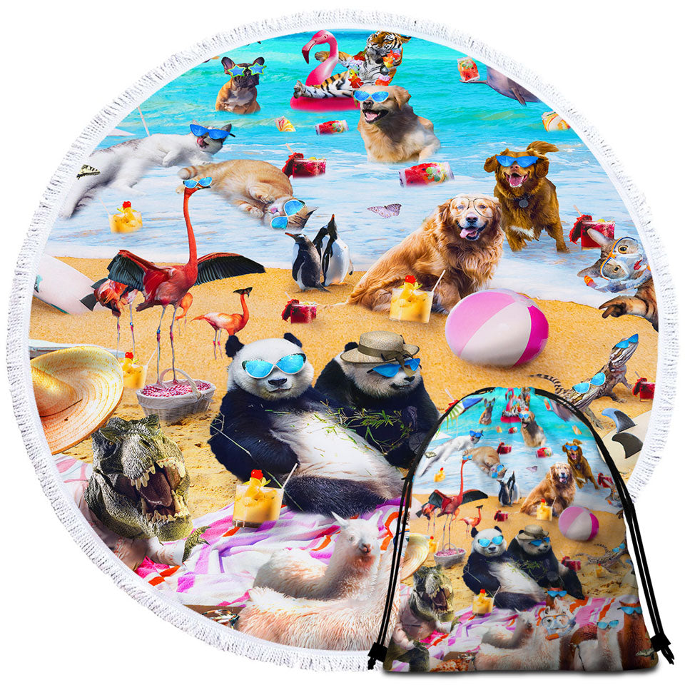 Cool and Funny Beach Party Animals Beach Towels