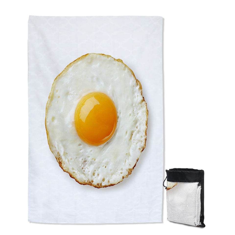 Cool and Funny Thin Beach Towels with Sunny Side Up Fried Egg