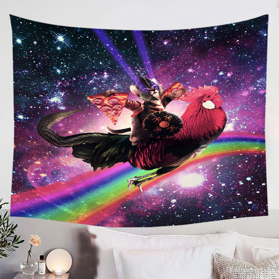 Cool-and-Funny-Wall-Decor-Space-Pizza-Cat-Riding-a-Chicken