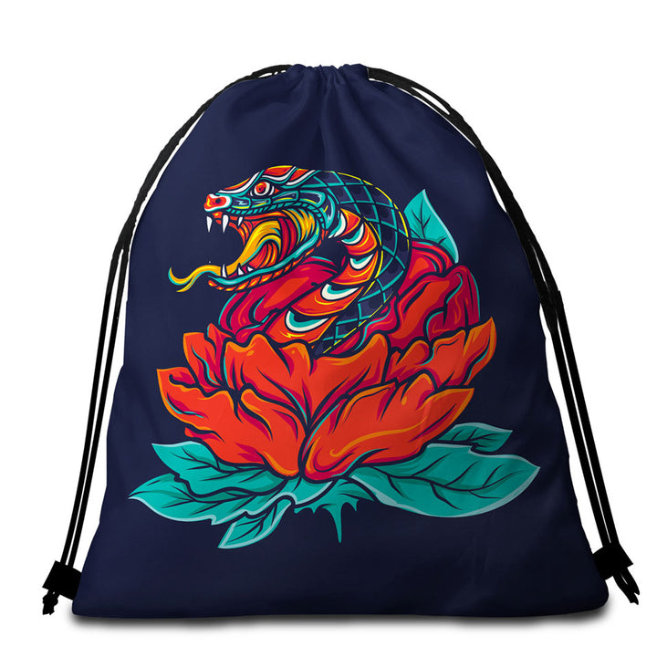 Cool and Scary Beach Towel Bags Snake Rose