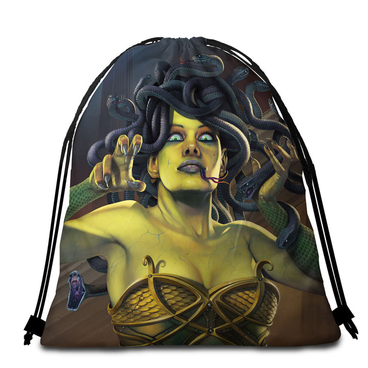 Cool and Scary Legendary Art Medusa Beach Bags and Towels