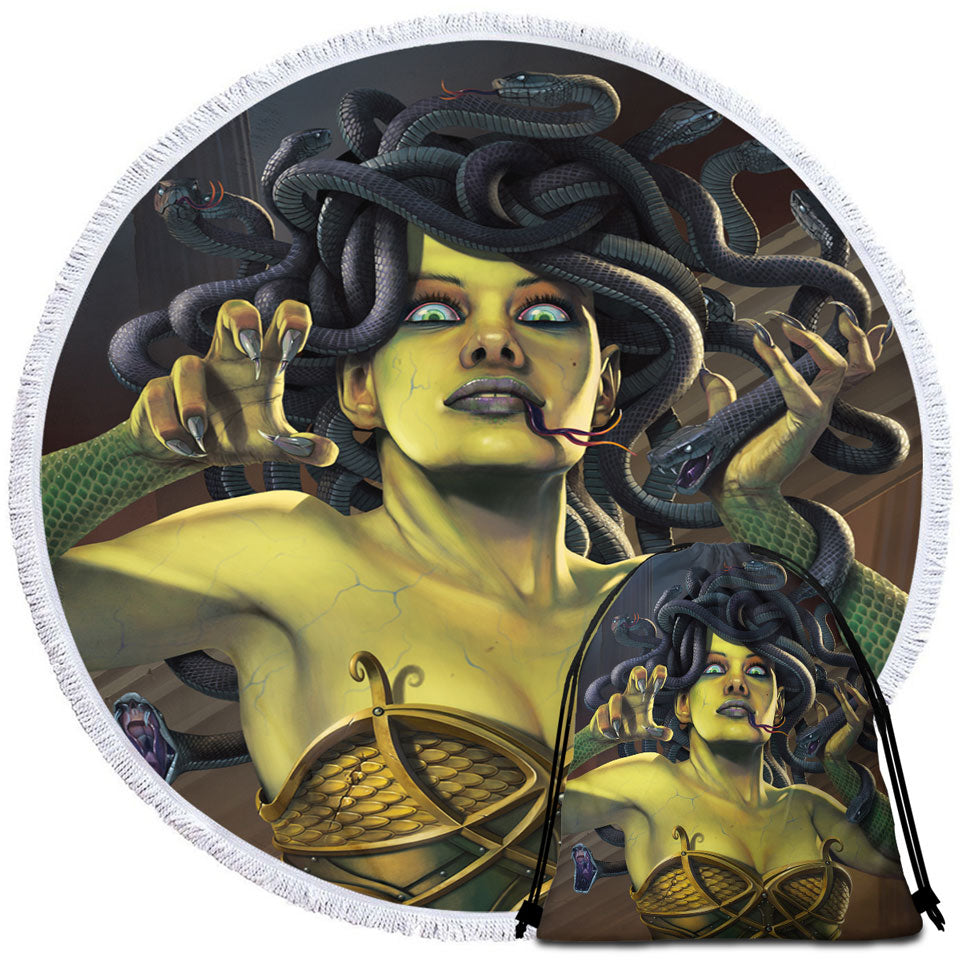 Cool and Scary Legendary Art Medusa Beach Towels