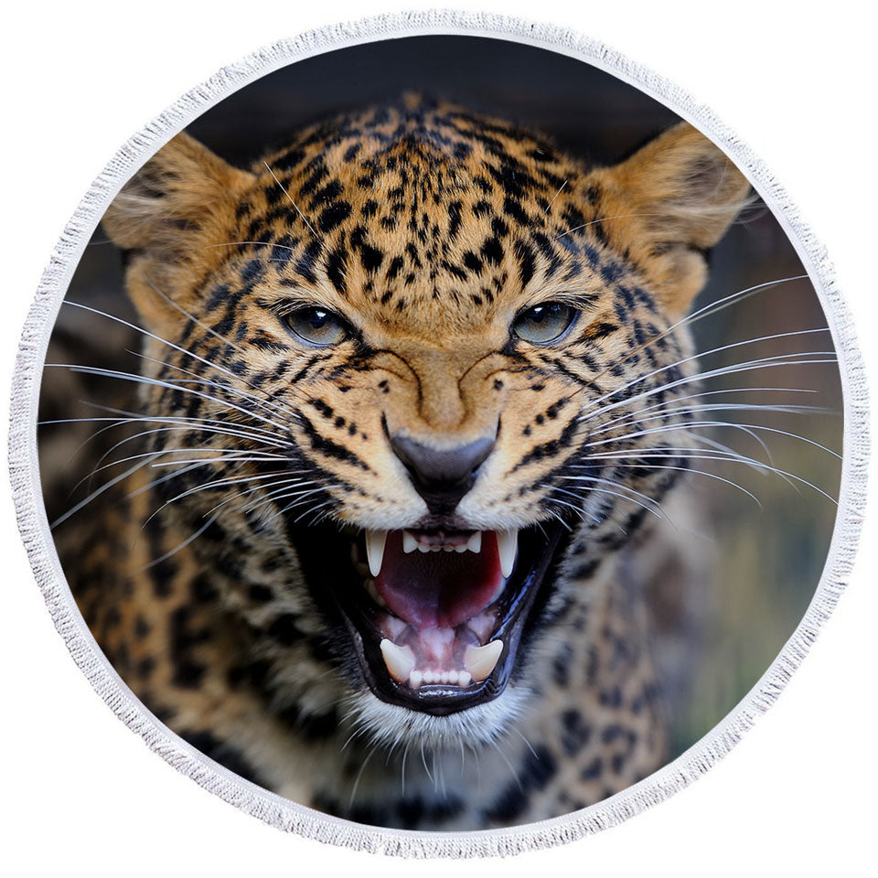 Cool and Scary Round Beach Towels with Wildlife Cheetah