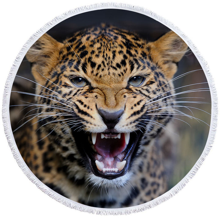 Cool and Scary Round Beach Towels with Wildlife Cheetah