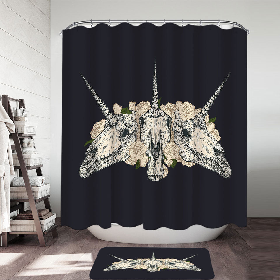 Cool and Scary Shower Curtains Unicorn Skulls