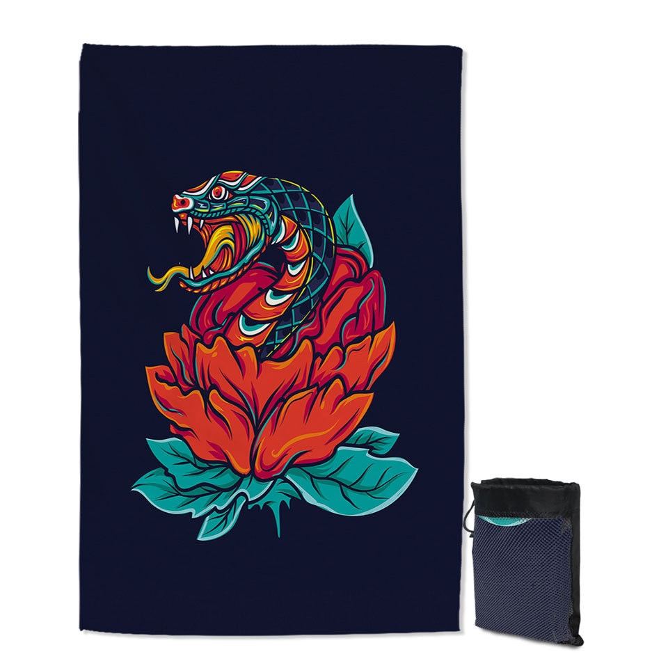 Cool and Scary Travel Beach Towel Snake Rose