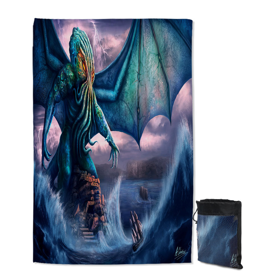 Cool and Scary the Call of Cthulhu Lightweight Beach Towel