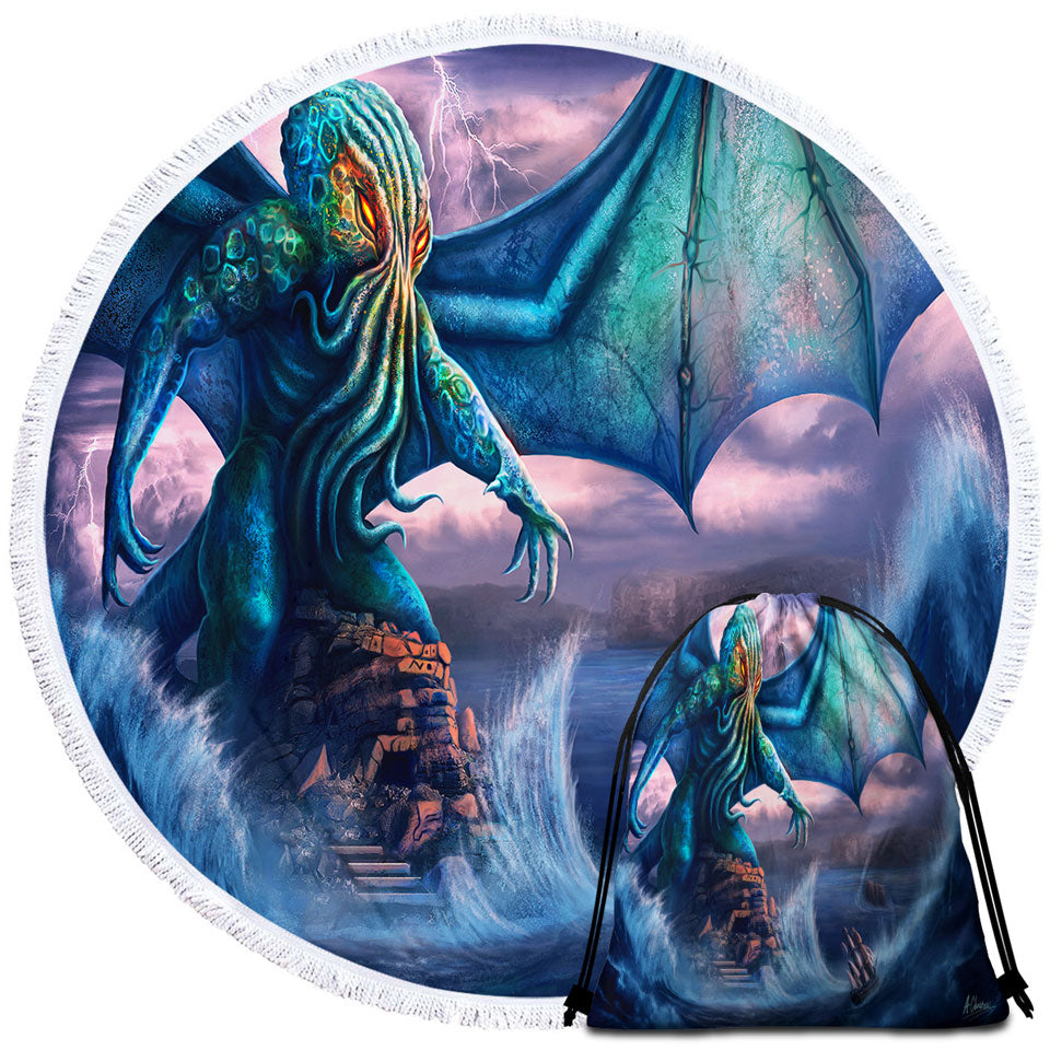 Cool and Scary the Call of Cthulhu Round Beach Towel