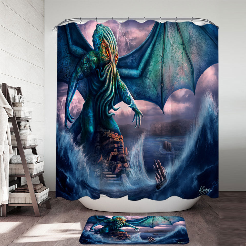 Cool and Scary the Call of Cthulhu Shower Curtains