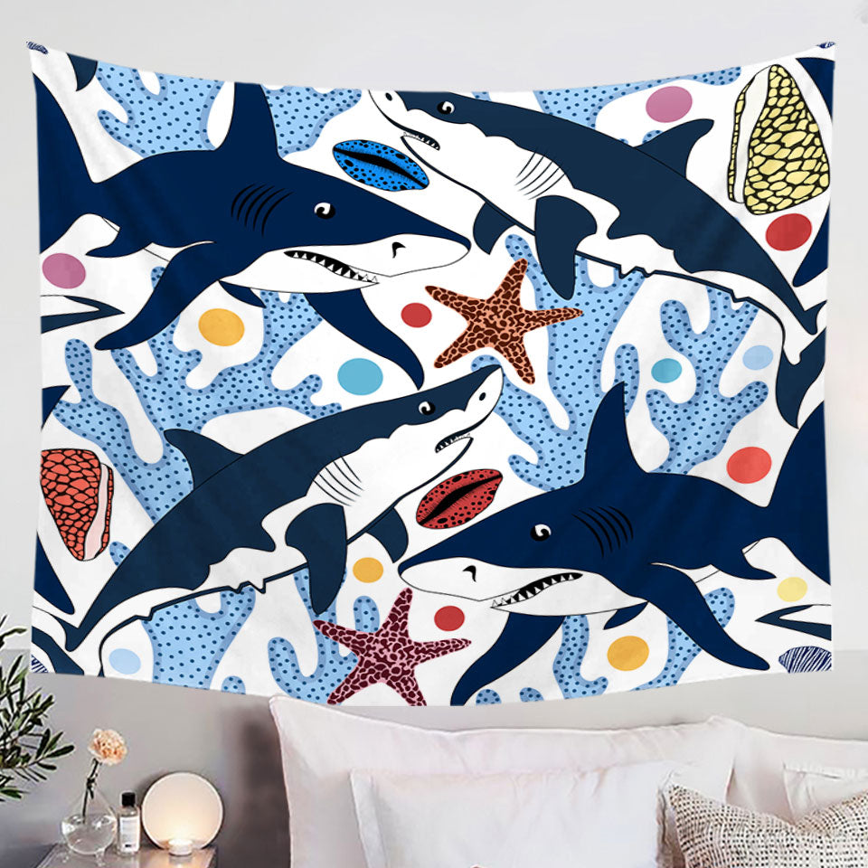 Coral and Sharks Tapestry
