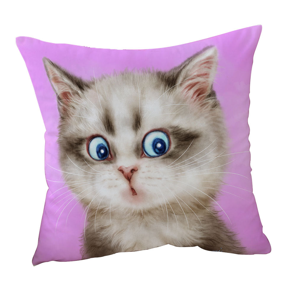Couch Pillows and Cushion with Cats Cute and Funny Faces Amazed Kitten