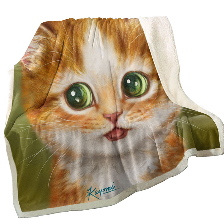 Couch Throws Adorable Painted Ginger kitty Cat