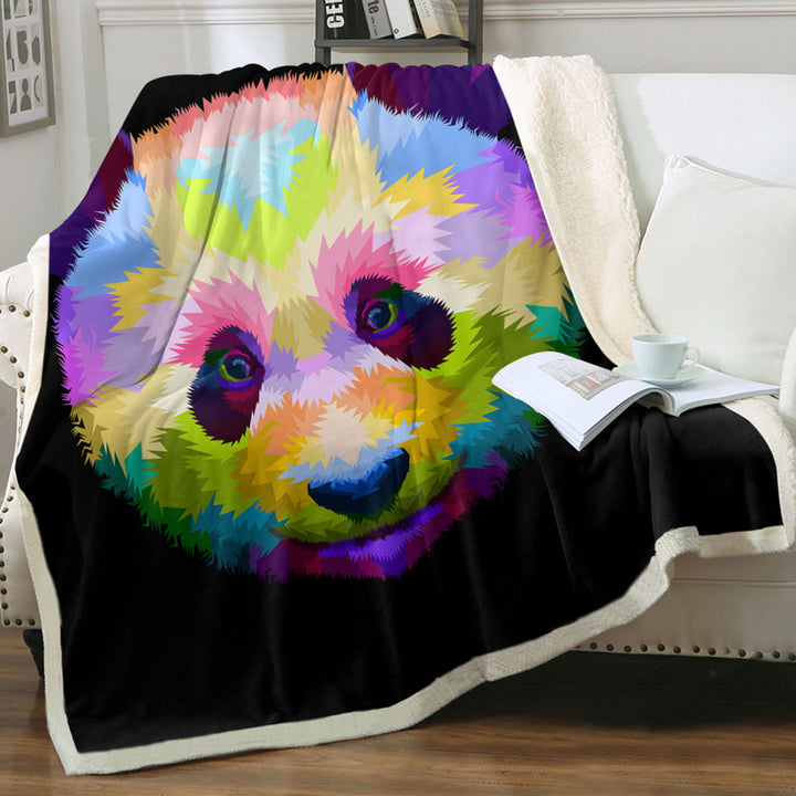 Couch Throws with Colorful Panda Head