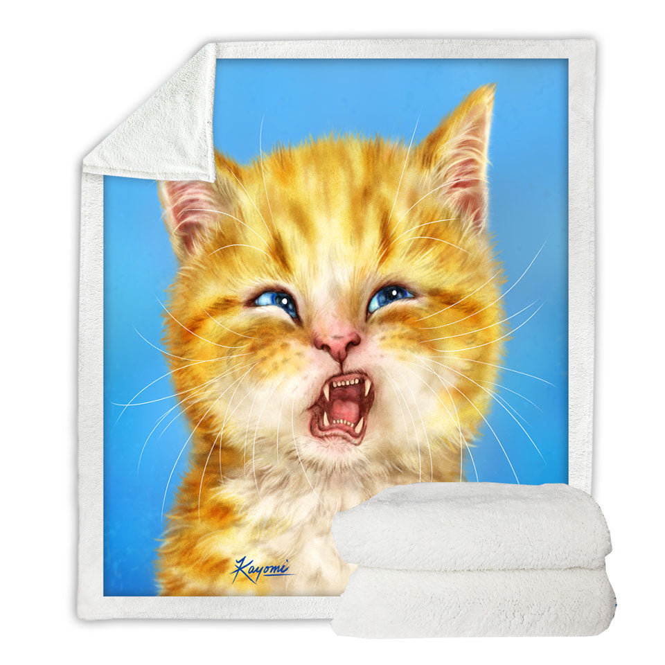 Couch Throws with Pets Cats Funny Faces Unsatisfied Ginger Kitten