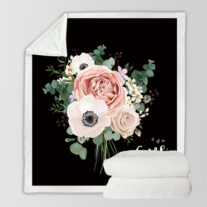 Couples Throws Love You White Flowers Bouquet